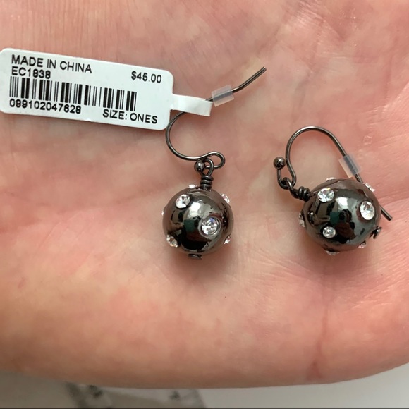 NWT J Crew Studded Ball Drop Earrings Fish hook - Picture 3 of 4